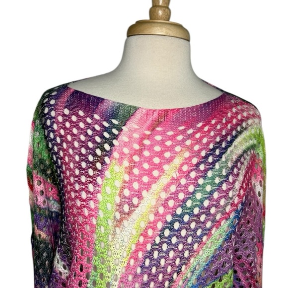 Free For Humanity Inspire a Paris Festival Rainbow Crochet Sweater Size Small - Picture 4 of 8